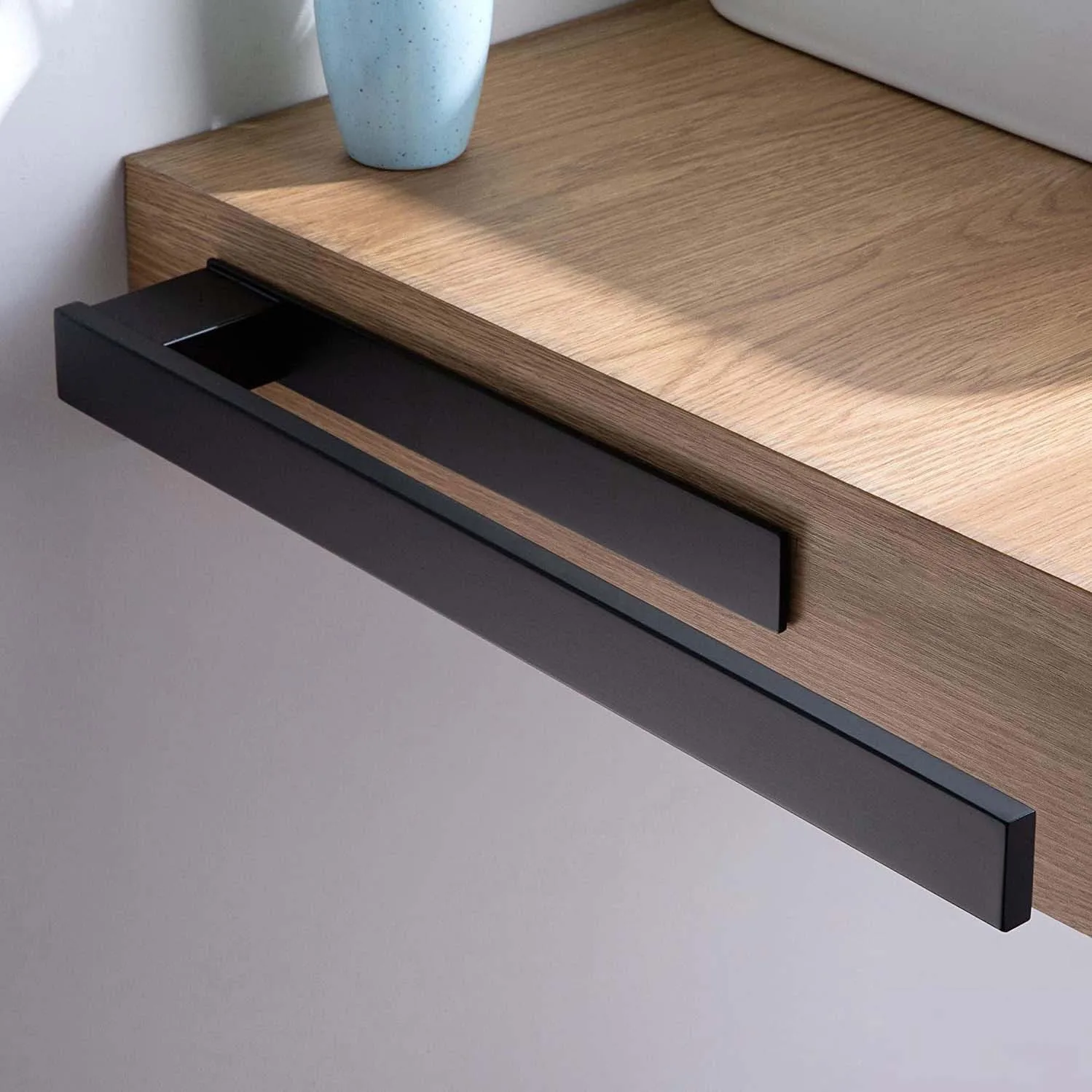 39cm Towel Rack Black Wall Mounted Bathroom Kitchen Adhesive Towel Holder