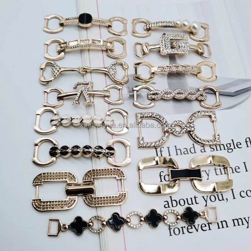 Diamond Shaped Metal Decorative Chain for Shoes and Bags Non-Removable Shoe Hooks Accessories