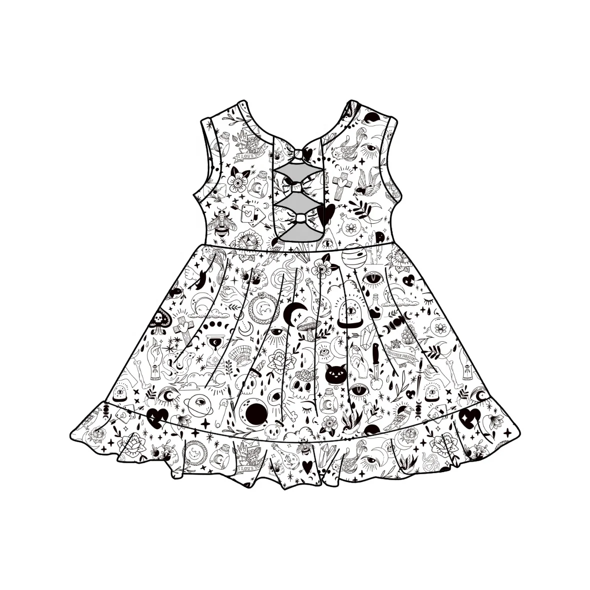 Short Sleeve Round Neck Dresses For Girls Casual Kids Frock Bow Peplum Skirt Girl July 4th Summer Dress