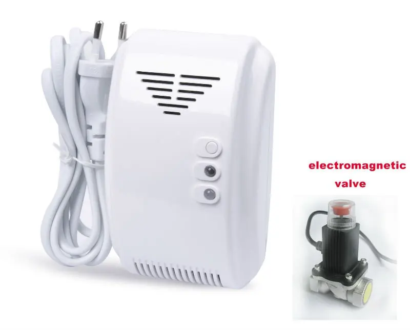 Heiman Fire Alarm Gas Leak Detector + Valve for Home Kitchen Natural / LPG Gas Leak Alarm AC Power Gas Detector
