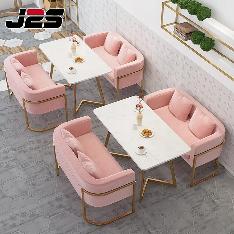 Light luxury velvet coffee shop living room lounge bar furniture booth sofas chairs and tables sets