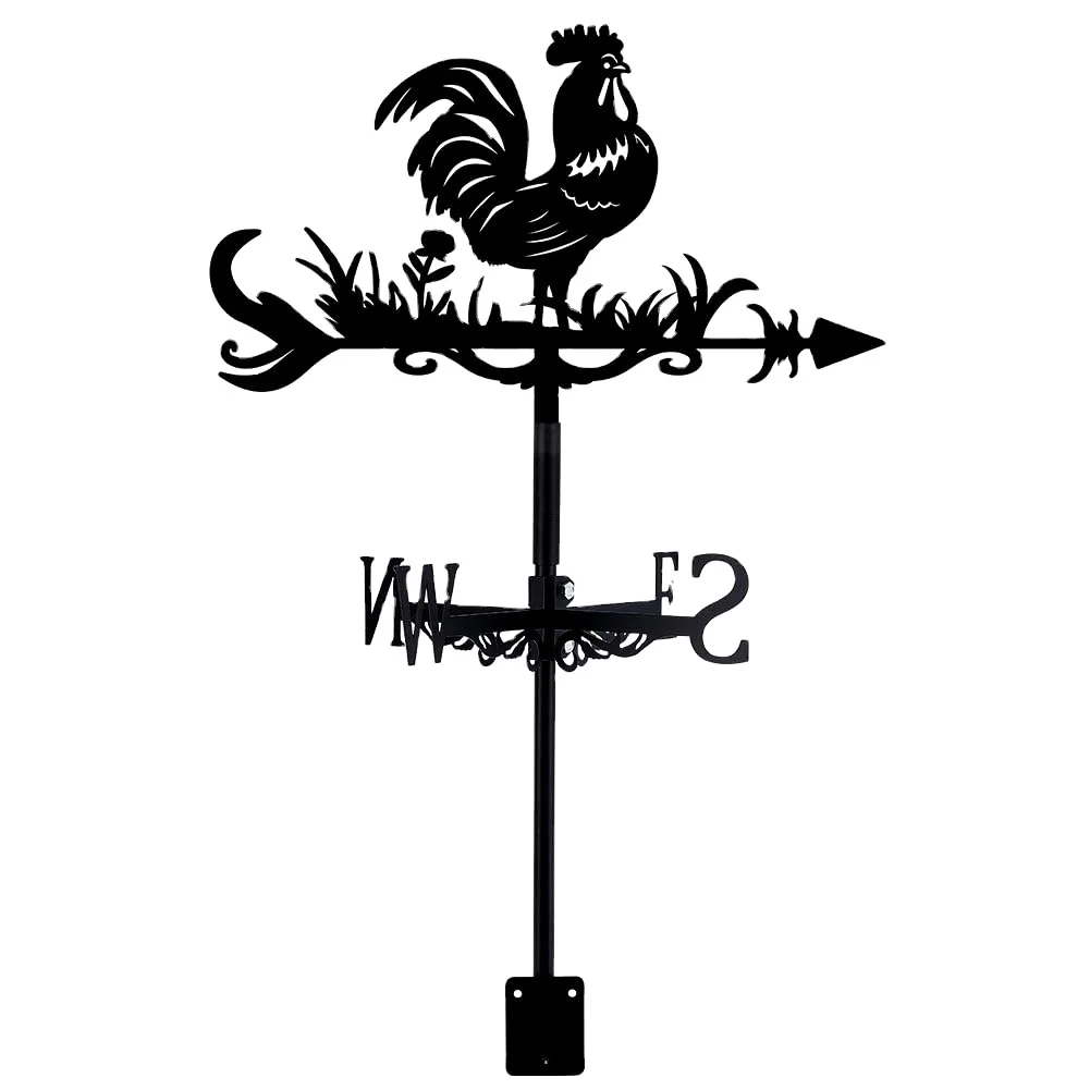 Rooster Weathervane Chicken Wrought Iron Wind Vane Roof Garden Direction Sign Outdoor Farmhouse Decoration  Measuring Tool