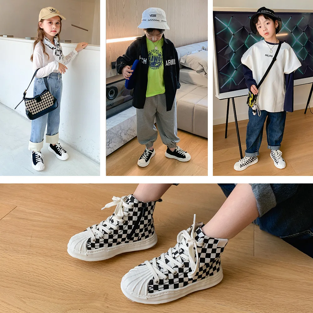 Wholesale Classical Casual Children Soft High Shoes NOn-skid Shell Head Autumn Unisex OEM Walking Sneakers