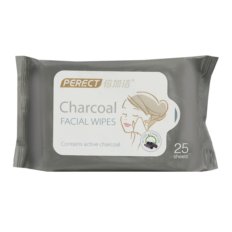 
PERFCT Charcoal Detoxifying Facial Wipes Cleaning Makeup Remover Wet Wipes Oil Free Face Wipes 