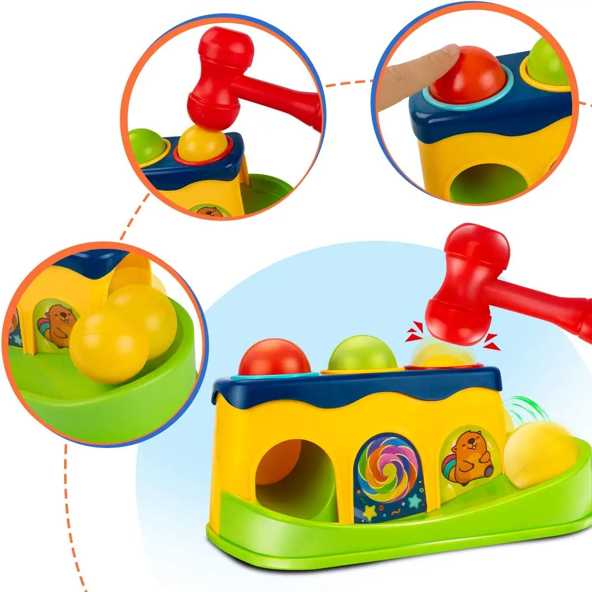 Unisex Knock Play Toy Early Education Piling Platform Toy Plastic Rubber TPR Toys For Child