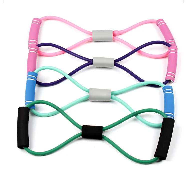 Pilates Yoga Accessories Fitness Elastic Chest Expander 8 Shaped Resistance Tube With Handle
