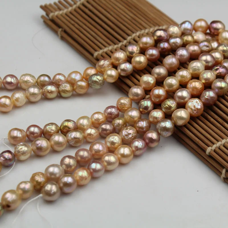10mm Natural Golden Baroque Pearl Strands Edison Pearl