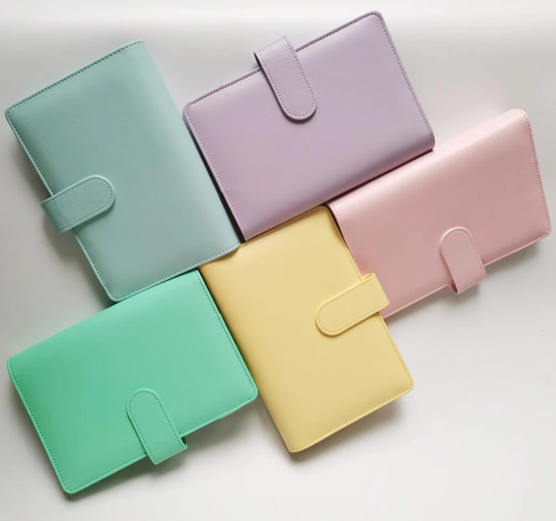 Dreamtop DTF275-1 wholesale 6 rings binder journal travel planner girls pink macaron leather notebook in A5 A6 size