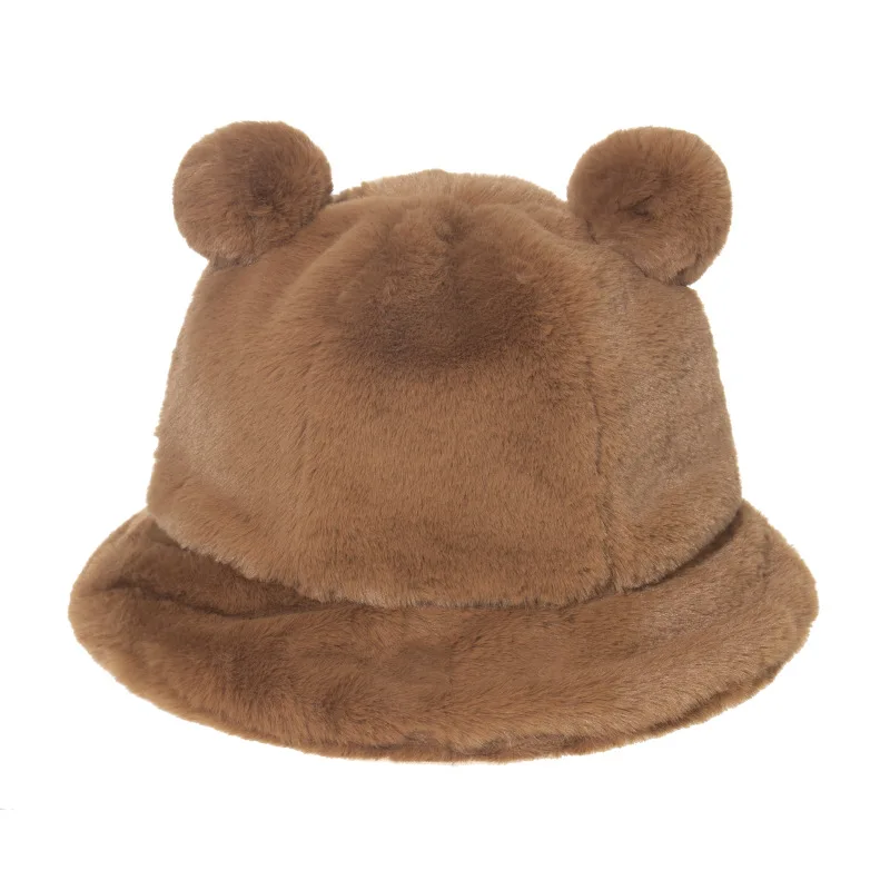 Cute Leopard Bear Ear Ball Plush Thickening Fashion Custom Kids Fedora Winter Hats