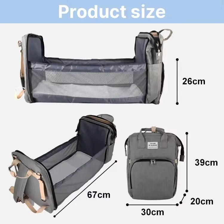 2024 New portable  Diaper Bag  Waterproof Maternity backpack foldable mommy bag Sac a couches with Bassinet for mom