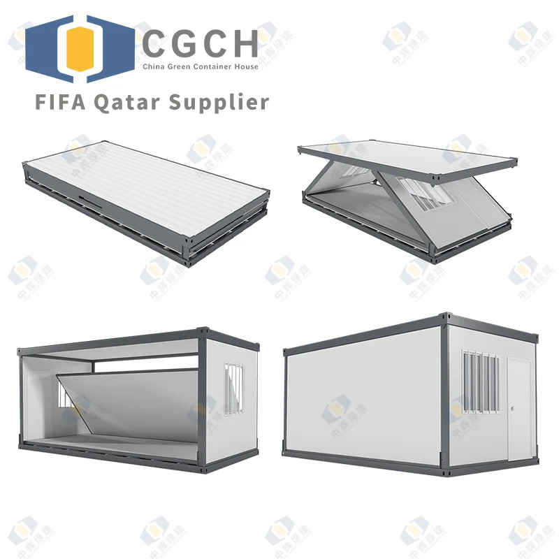 CGCH Cheap 20ft 40ft  Prefab Folding Container Homes Folding Prefabricated House Office Folding Flat Pack Container House