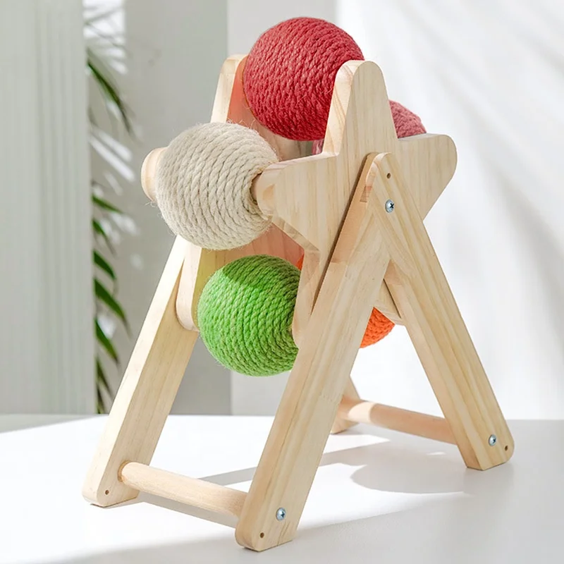 New wooden interesting five color wind fire wheel cat paw grinding pet supplies furniture for ornaments in Cat cage