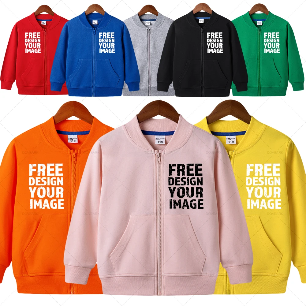 Custom Free Design Logo Little Baby Boy Girl Hoodies Children Tracksuits Clothing  Kids Jacket Sweatshirt Hoodie With Fleece
