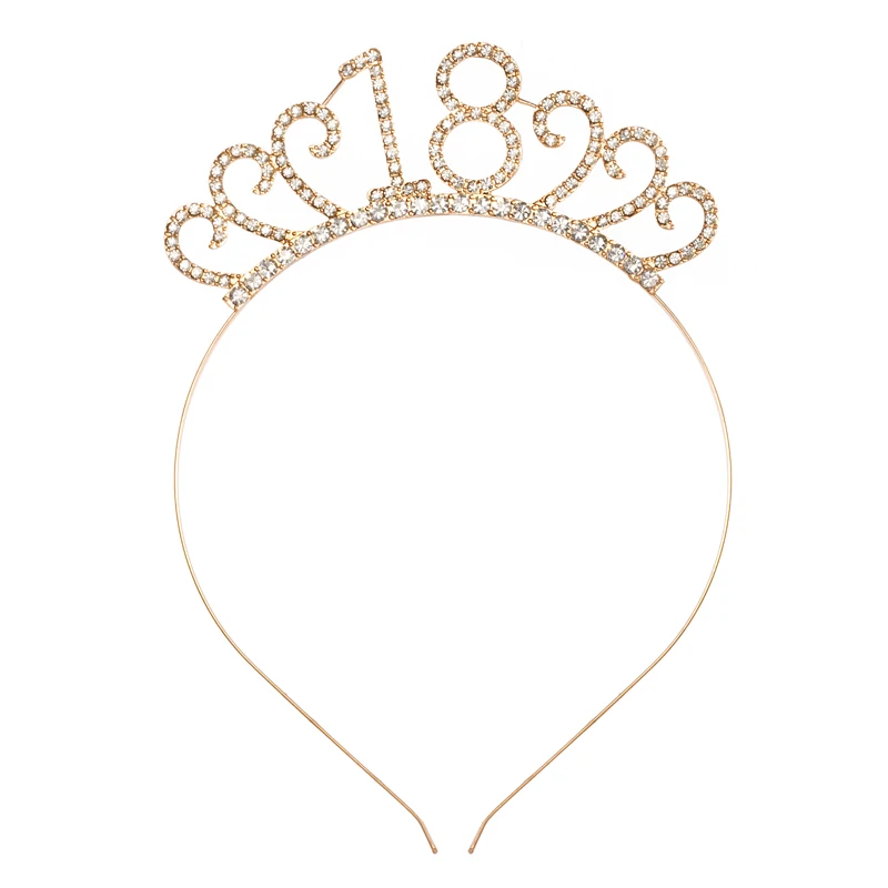 FG085 18st Girls Birthday Crown Party Supplies Rhinestone Tiara For Birthday Party Decor Crystal Birthday Headband