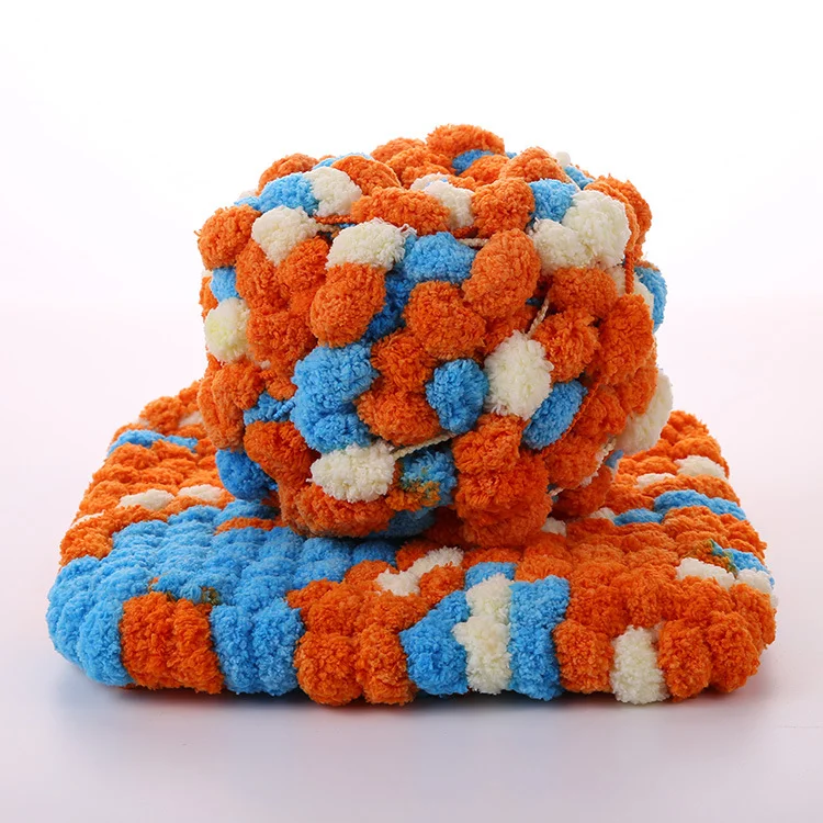 0.5NM/1 100% Pearl Yarn Chunky Multicolor Charmkey Hand Knitted Crocheted Roving Ball Ball Fancy Yarn For Blanket Carpet Shawl