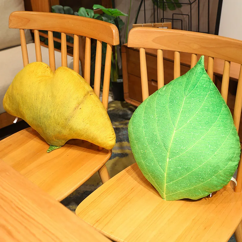 Simulated Leaf Pillow Cartoon Maple Leaf Ginkgo Green Leaf Plush Toy Cushion Sofa Plant Prop Waist Pillow