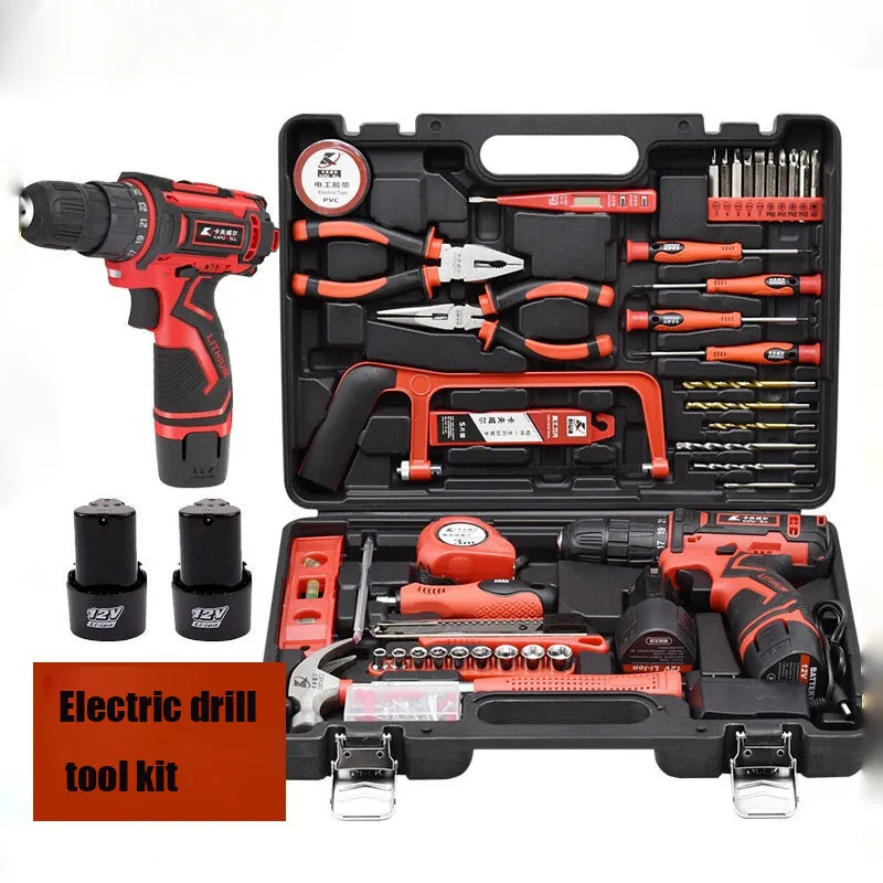 SKYHONE factory direct sale Impact Drill Power Tool Set 12 Pcs Diy Socket Bike Repair Combo Sets Box Professional Carpentry Hous