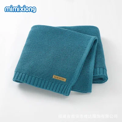 Wholesale 100% cotton plain knitted baby blanket for Baby Boy And Girl