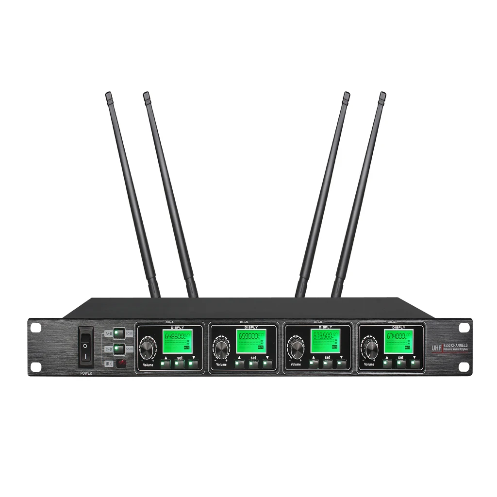 Четырехканальный беспроводной UHF-микрофон Fulinda SR-6004 для конференций профессиональный цвет черный серебристый OEM/ODM