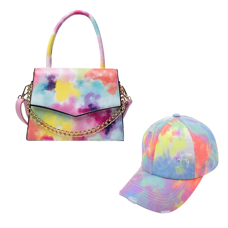 
Hot Sale Luxury Tie-dye Purse Handbags Matching Hat And Purse Sets Womens Hand Bag Ladies 