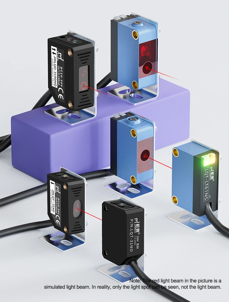 High Quality DC Laser Sensor with Easy Installation Square Shell Diffuse Beam Mode NPN PNP Optical Switch Distance Measurement