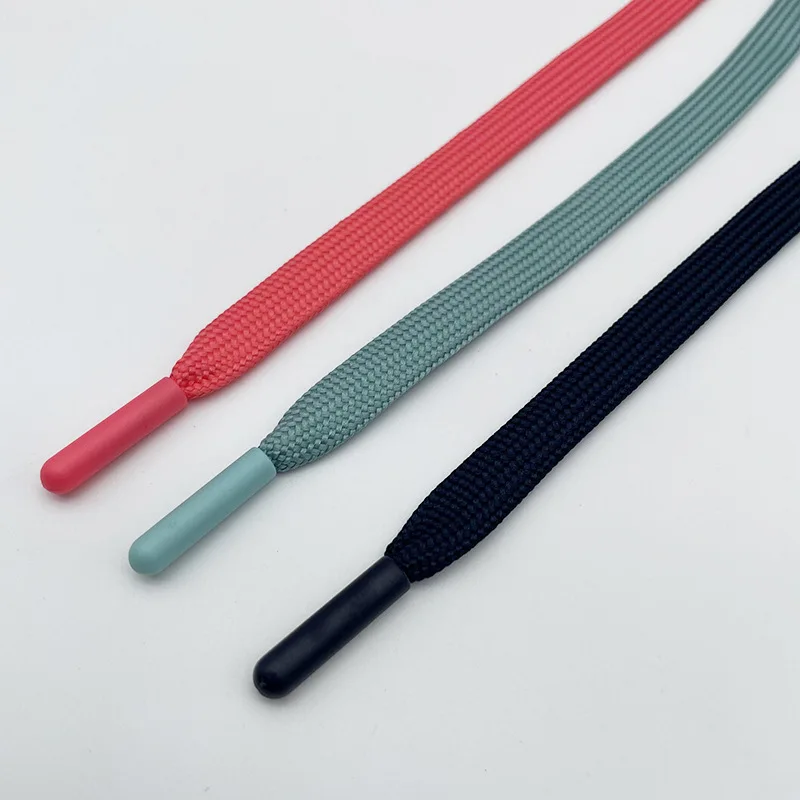 Garment colorful 1cm flat drawstring cord pants waist rope hat hoodie drawcord with tpu plastic tips draw cords