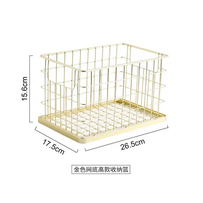 Rose Gold Metal Wire Storage Basket Organizer Bin Desktop Baskets Fruit Basket for Kitchen Cabinet Freezer Bedroom Bathroom