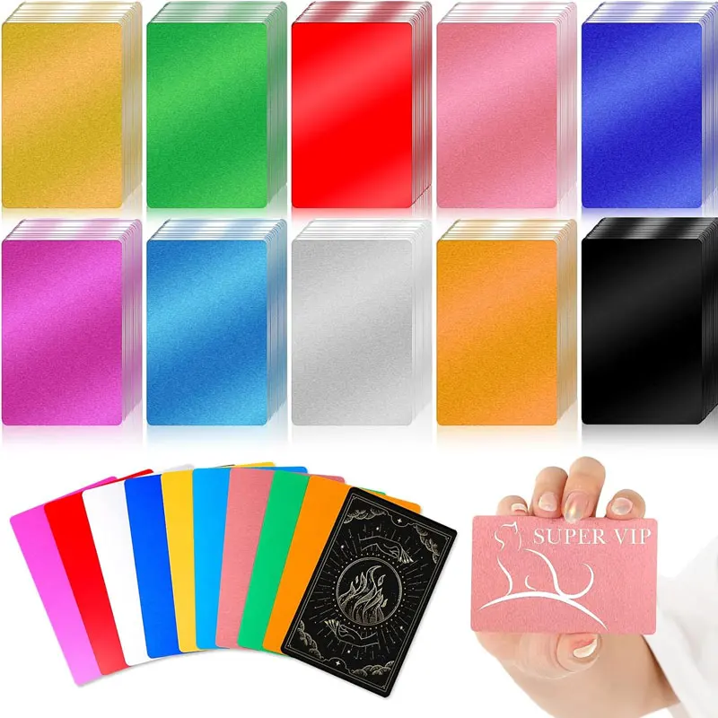 Metal Blank Multicolor Aluminum Plate Aluminum Business Card Customized Card Office Business Card Laser Engraving CNC