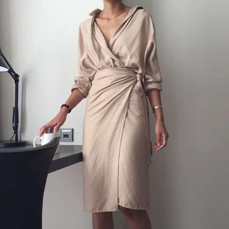 Custom Wholesale Women Fashion Clothing Casual Vintage  Split Midi  Dress