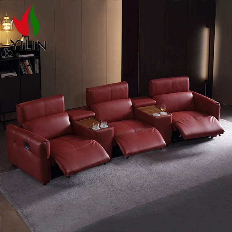 R102 Home Cinema Sofa Electric Recliner Seats  Living Room Half Moon Leather Power Sofa