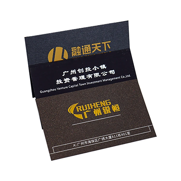 W181 Private Custom High Quality Luxury Black Gold Foil Embossed Business Card Printing with Golden Border Edge
