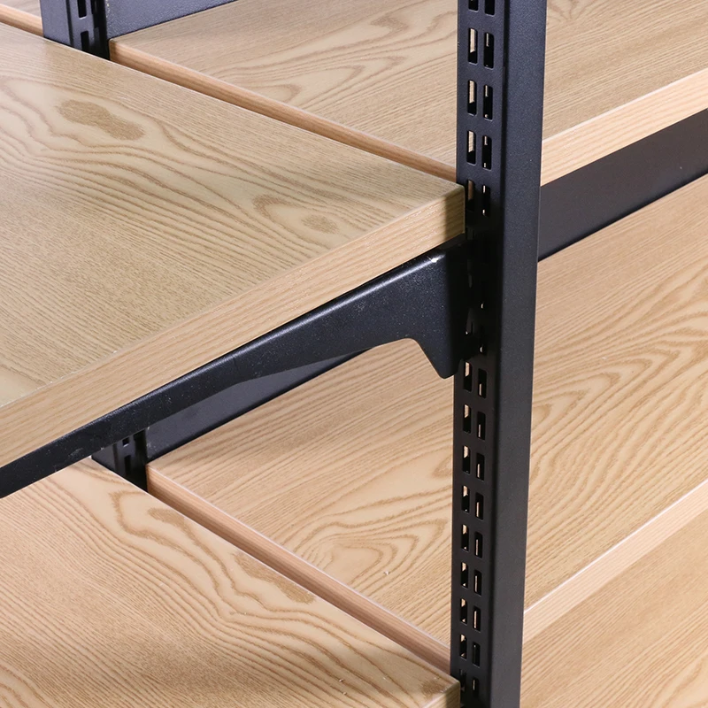 High standard gondola supermarket steel shelf supermarket flat back panel wooden shelves MINISO