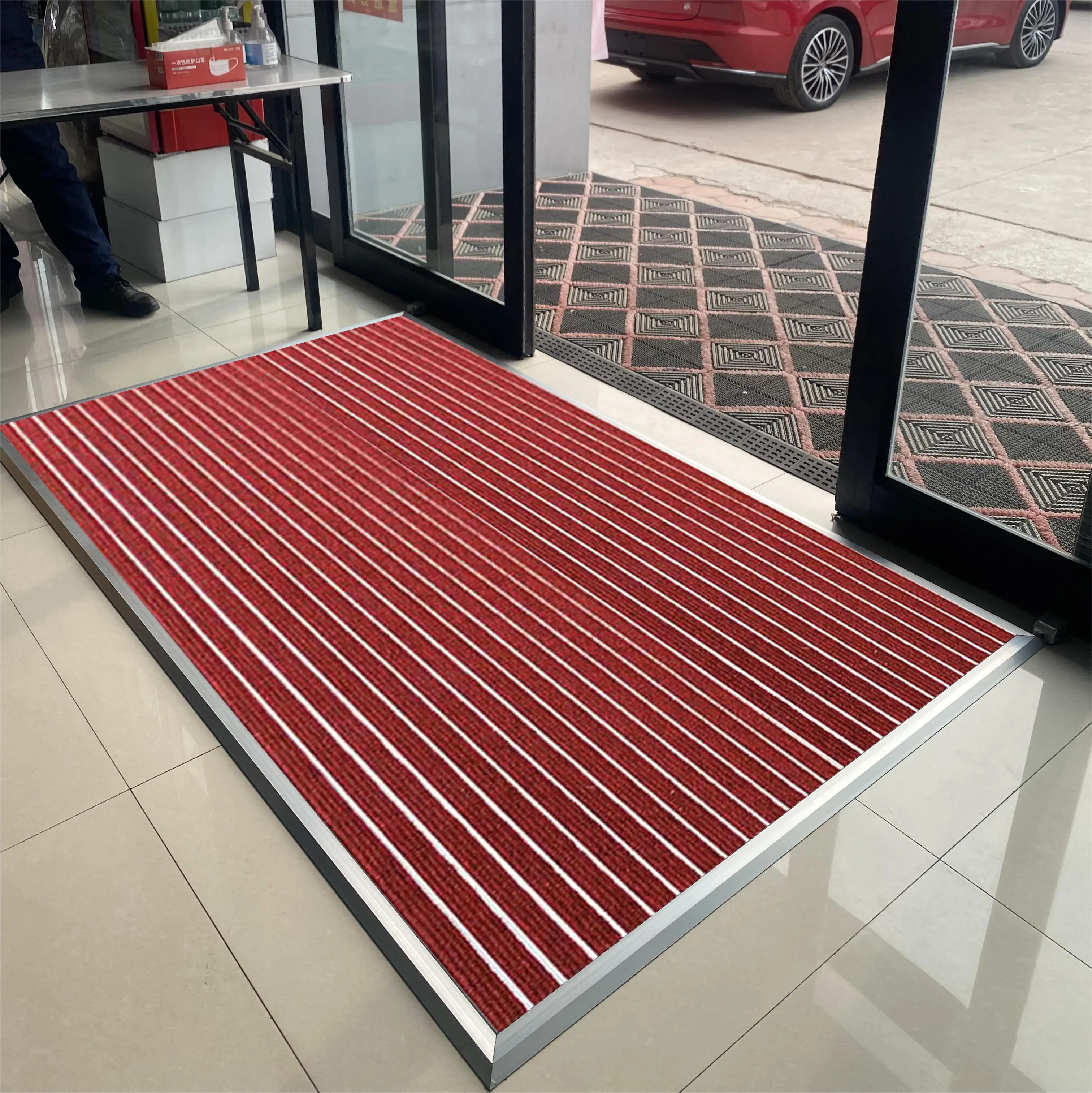 Customized Door Mats Aluminum Alloy Floor Carpet Roll Up Recessed Entrance Mat