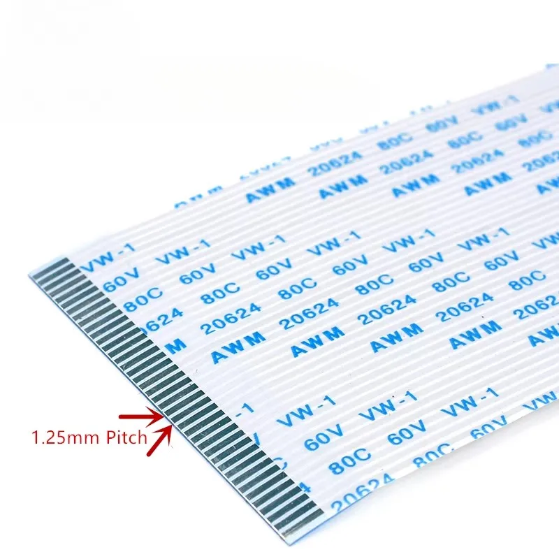 FPC FFC Flexible Flat Cable 1.25mm Pitch AWM 20624 80C 60V VW-1 4P/5/6/7/8/9/10/11/12/13/14/15/16/18/19/20/21/22/24/26/30Pin