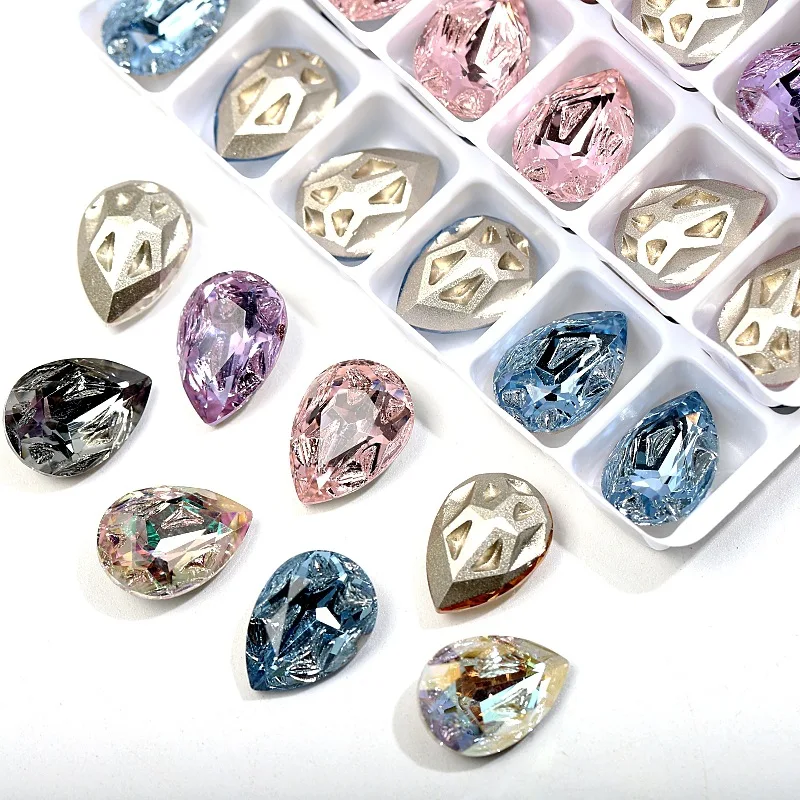 SZ 10*14mm Drop Crystal Rhinestone K9 Glass Diamond Nail Art Clothes Accessories Stones For DIY Wedding