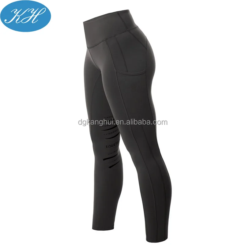 Custom Beige Outdoor Woman Equestrian Jodhpurs Breeches Horse Riding Pants Tights With Pocket