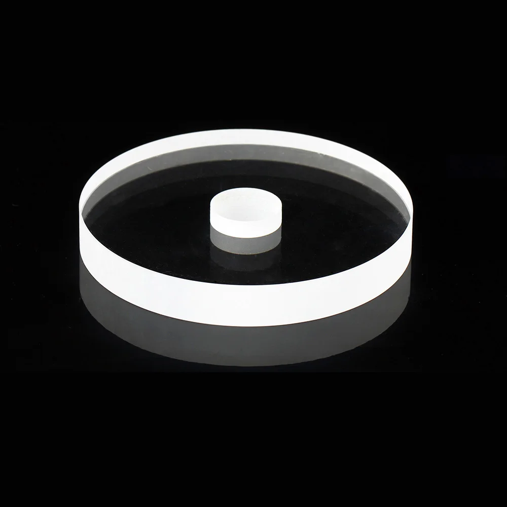 
Transparent quartz glass disc with hole 