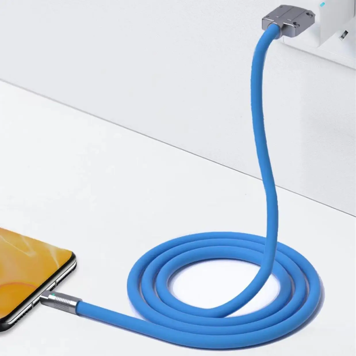 Жидкий Силикон 120 Вт Сверхбыстрая зарядка данных USB C кабель type micro cord