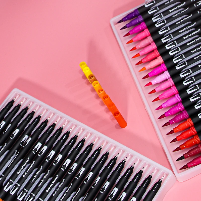 Watercolor Pen Brush Markers Dual Tip Fineliner Drawing for Coloring Art Markers 12 24 36 48 60 72 100 120 Colors Pens
