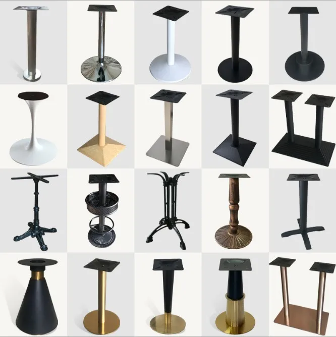 Restaurant industrial crank trumpet wrought metal coffee cast iron dining table base