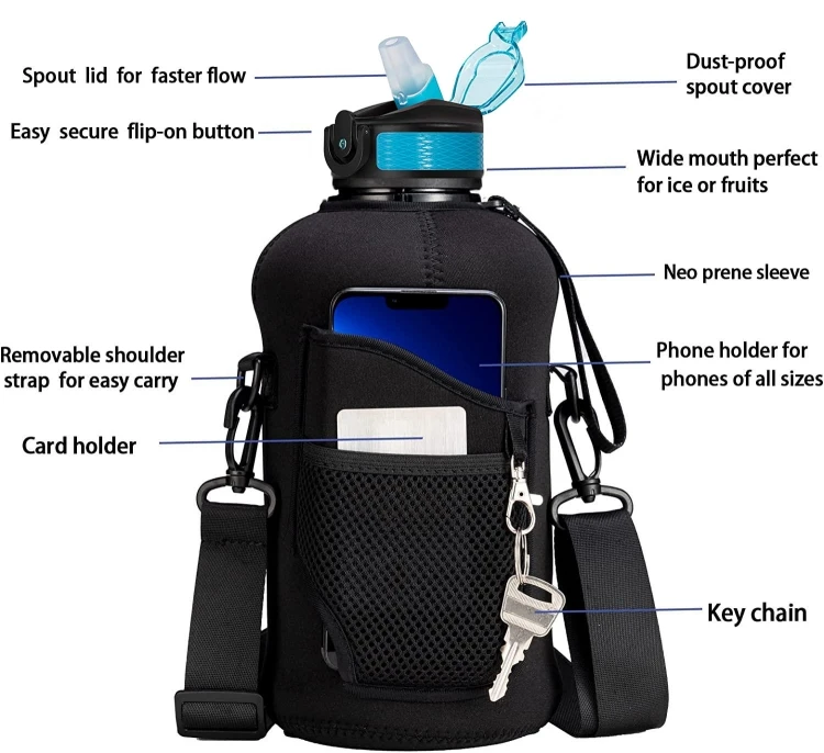 Amazon 2.2L Спортивная бутылка для воды на половину галлона с
