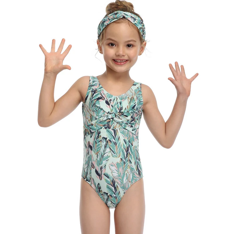 
2021 Hot Selling Girl One Piece Swim Suit Printed Bathing Suits Toddlers Kids Beach Wear 