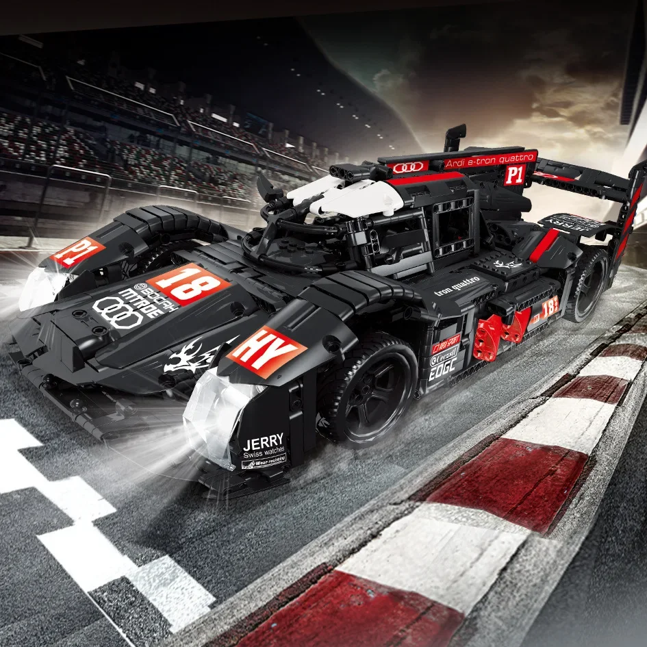 Plastic Blocks Hi Tech Vehicle Model Super Race Car R18 Building Bricks Educational Toy Boy Gifts Kids Toys for Children Present