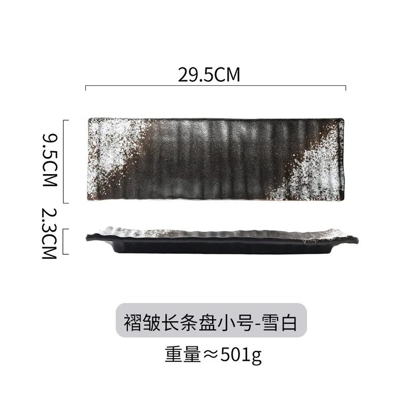 wholesale long rectangular porcelain black blue luxury soy sauce japanese ceramic sushi plate set and dishes