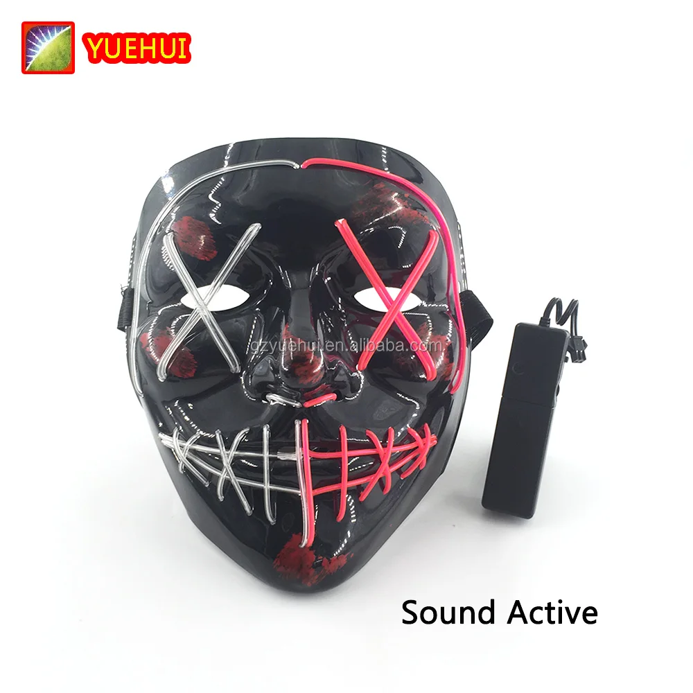 In Stock Led Skeleton Ghost Mask Full Face EL Wire Scary Skeleton Halloween Rider Party Mask Double Color Fluorescent Mask