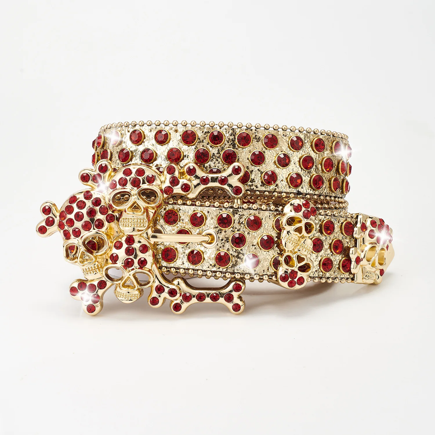 Wholesale Retro Bling Bling Shining Western Belt Cowboy Cow girl Diamond Studded Belt Halloween Skull Buckle Rhinestone Belt