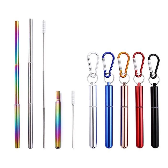 Stainless steel 18/8 straw Reusable Drinking Straw Metal folding straw