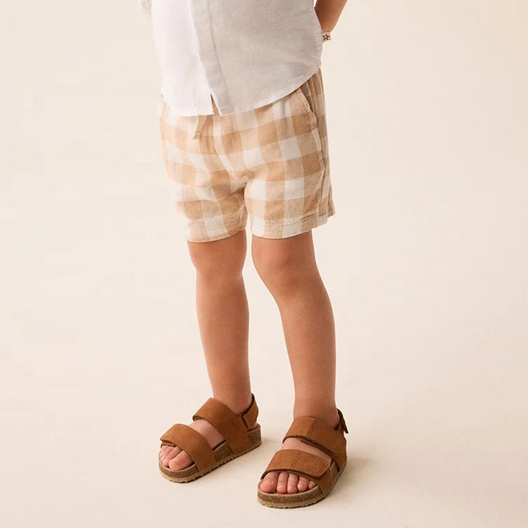 Latest Fashion Casual Checkers Summer Knitted Jogger Baby Toddler Shorts For Kids Shorts