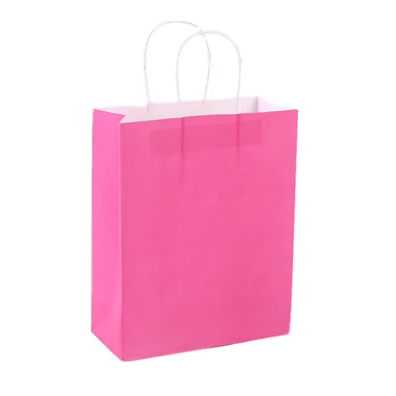 Red Blue Printing Gift Packaging Block Bottom Color Cmyk Carry Pink Wholesale Kraft Shopping Paper Bag
