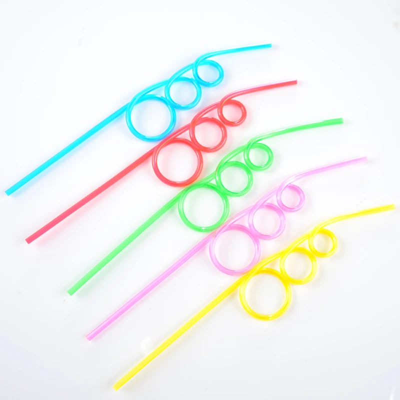 5*260mm Colorful Straw Crazy Curly Loop Coloured for Birthday Disposable Party Drinking Straws